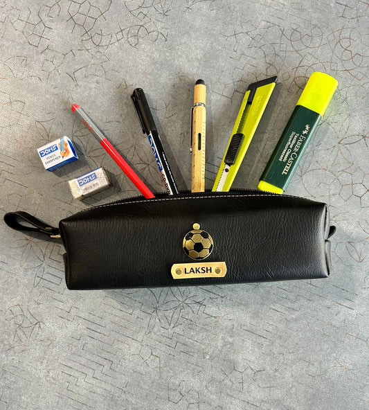 Personalized Leather Pencil Pouch with Name | Custom Zip Pen Case