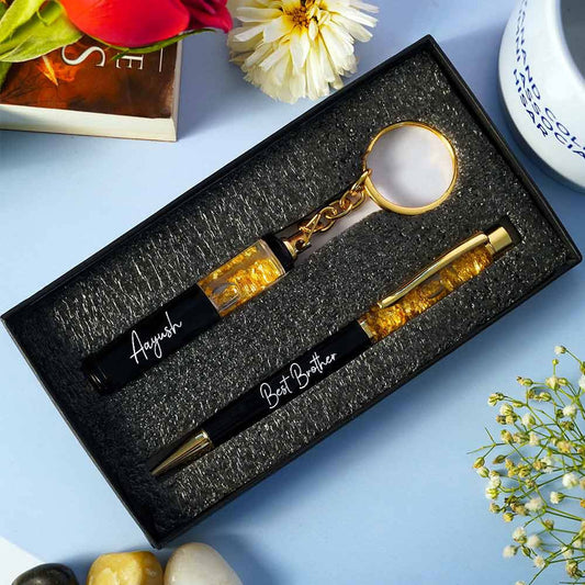 Personalized Crystal Pen & Keychain Gift Set | Custom Name Pen