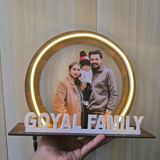 Personalized LED Photo Frame with Name | Custom Sand Art Portrait | Wooden Wall Decor